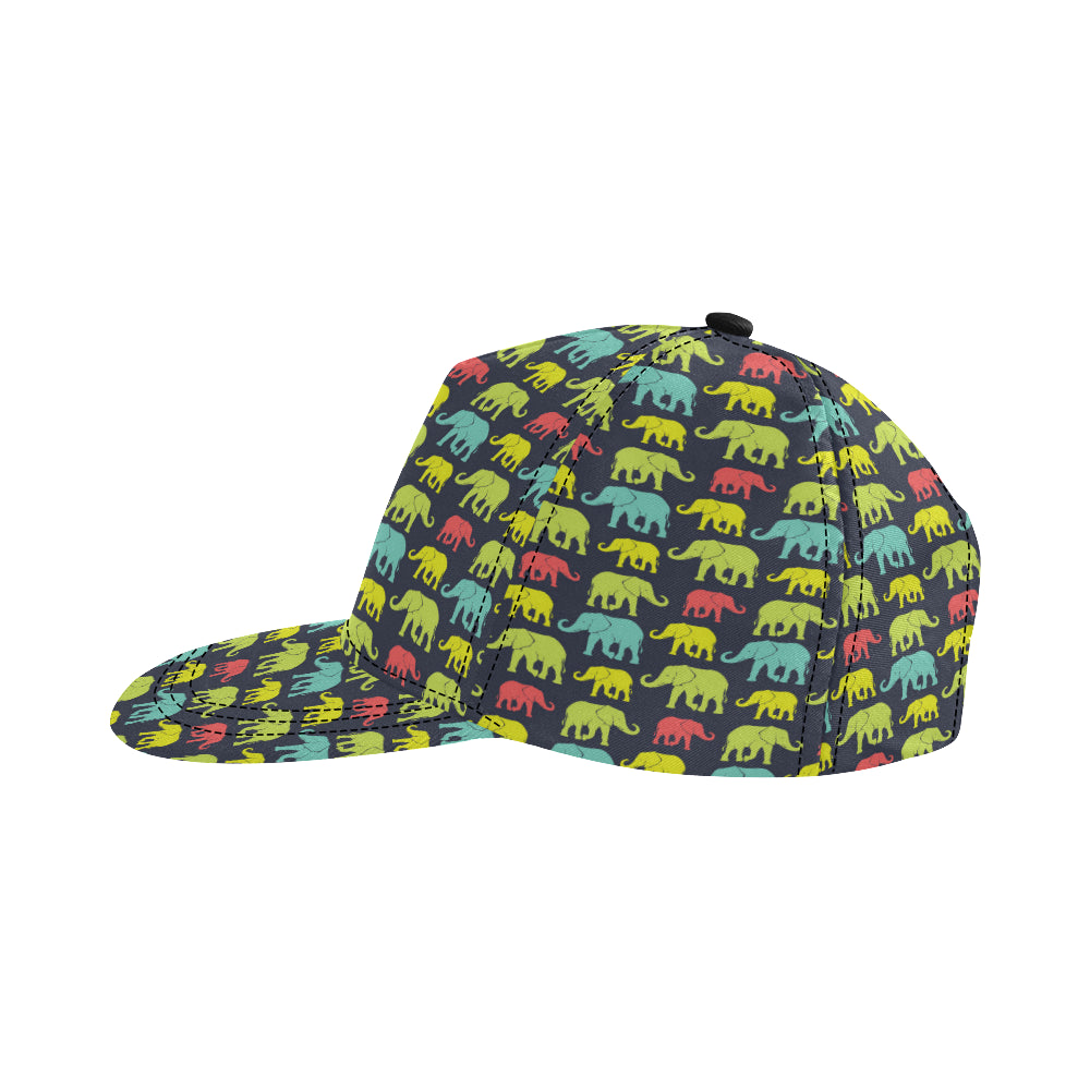Elephant Neon Color Print Pattern Snapback Cap