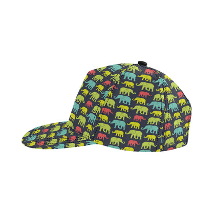 Elephant Neon Color Print Pattern Snapback Cap