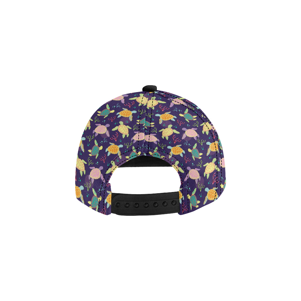 Sea Turtle Color Smile Snapback Cap