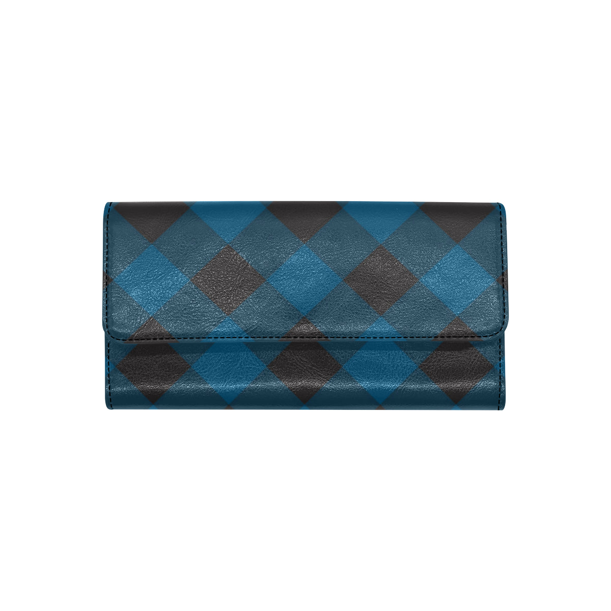 Plaid Blue Pattern Print Design A04 Women's Trifold Wallet
