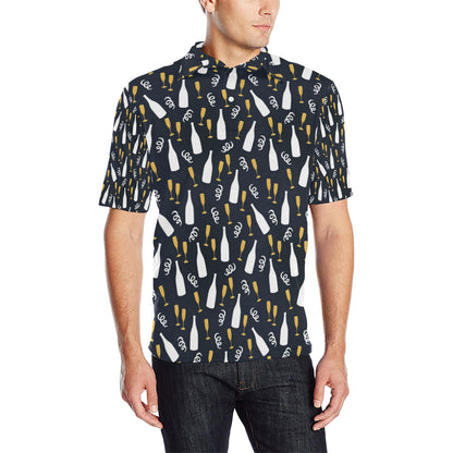Champagne Pattern Print Design 01 Men Polo Shirt