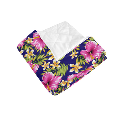 Pink Hibiscus Pattern Print Design HB027 Premium Quilt