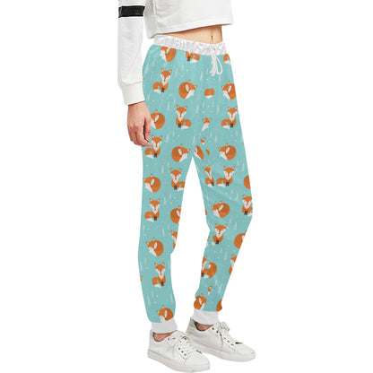 Fox Design Snow Print Pattern Unisex Sweatpants