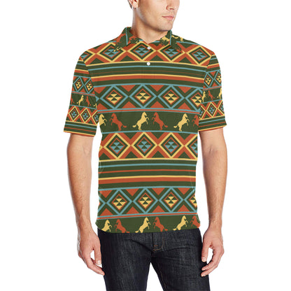 Horse Western Pattern Men Polo Shirt