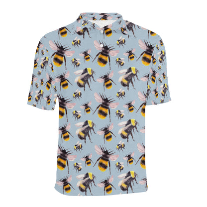 Bee Pattern Print Design BEE08 Men Polo Shirt