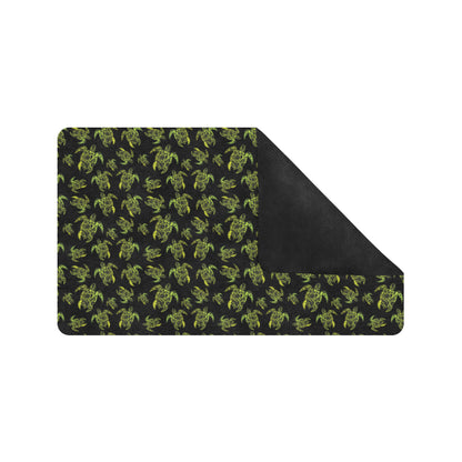Green Tribal Turtle Polynesian Themed Rubber Doormat