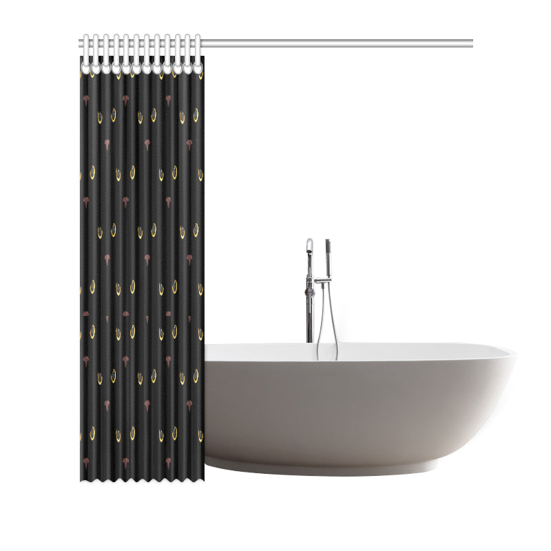Black Cat Face Print Pattern Shower Curtain
