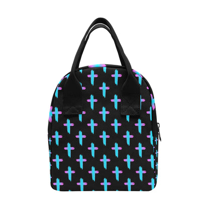 Christian Cross neon Pattern Insulated Lunch Bag