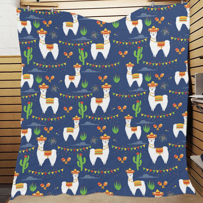 Llama Cactus Pattern Print Design 05 Premium Quilt