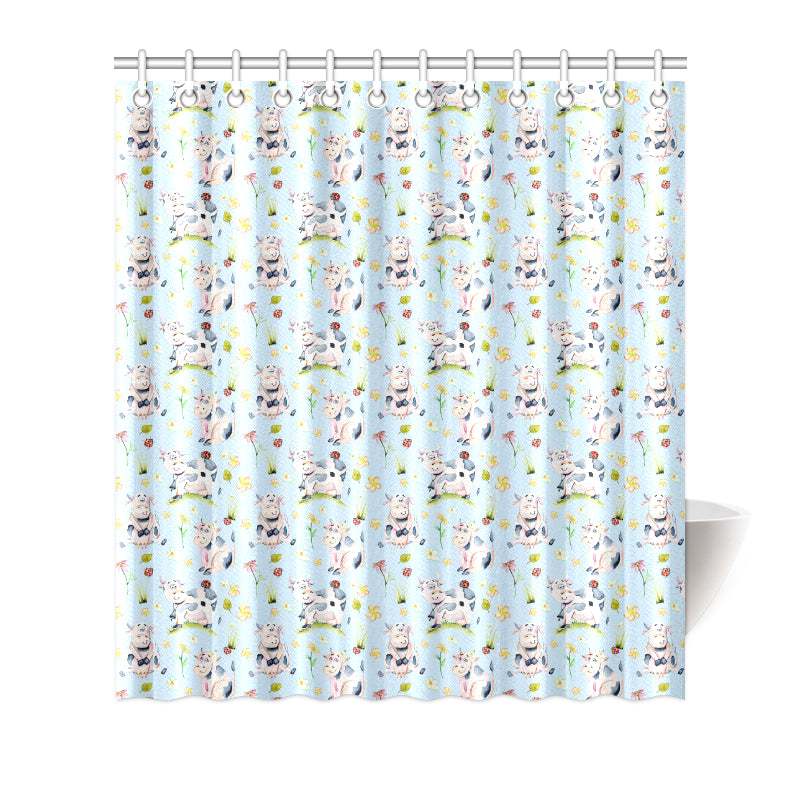 Cow Happy Pattern Print Design 05 Shower Curtain