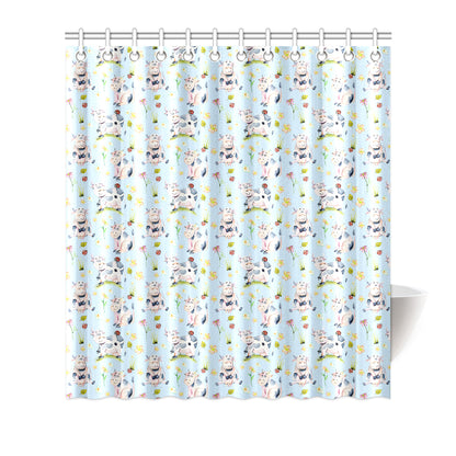 Cow Happy Pattern Print Design 05 Shower Curtain