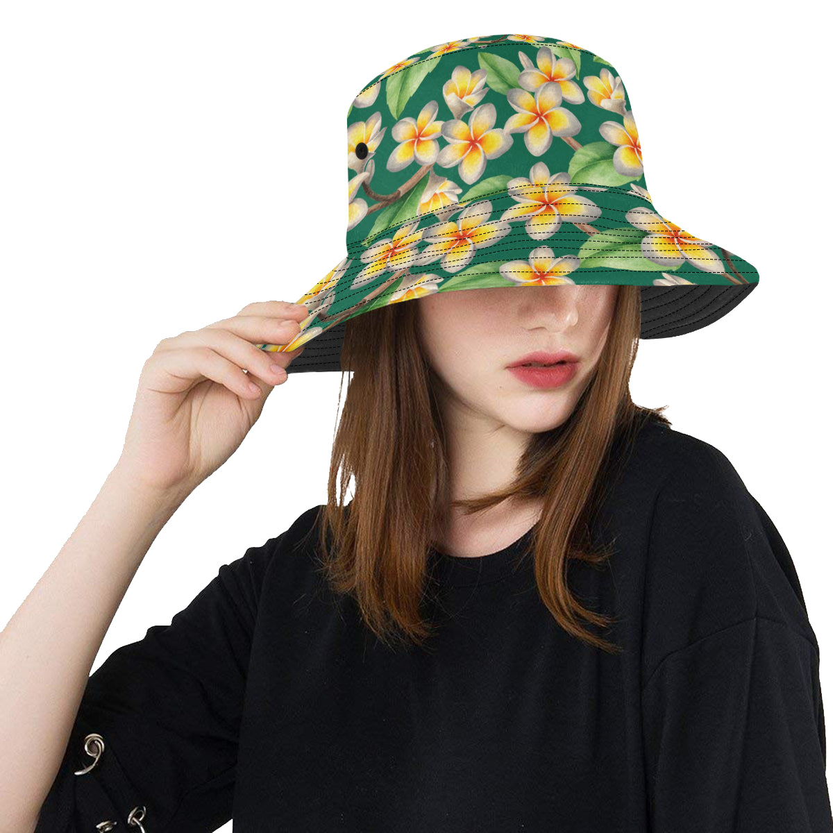 Plumeria Pattern Print Design PM07 Unisex Bucket Hat