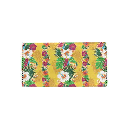 Hawaiian Themed Pattern Print Design H09 Women's Trifold Wallet