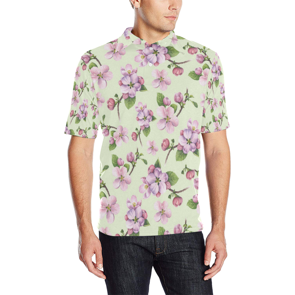 Apple blossom Pattern Print Design AB05 Men Polo Shirt