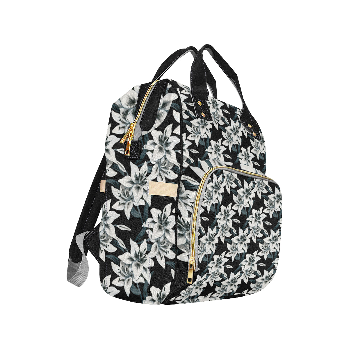 Lily Pattern Print Design 03 Diaper Bag Backpack