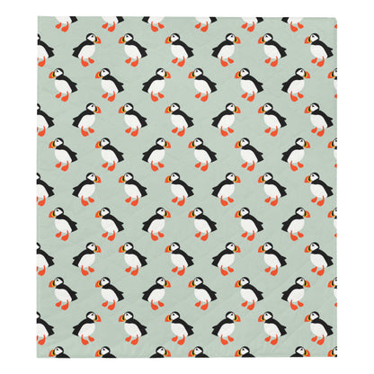 Puffin Pattern Print Design A03 Premium Quilt