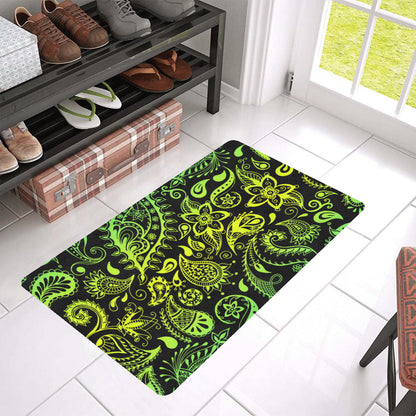 Paisley Green Design Print Rubber Doormat