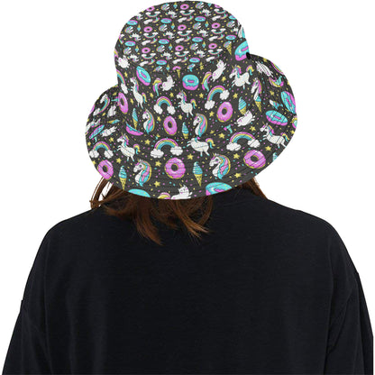Donut Unicorn Pattern Print Design DN09 Unisex Bucket Hat