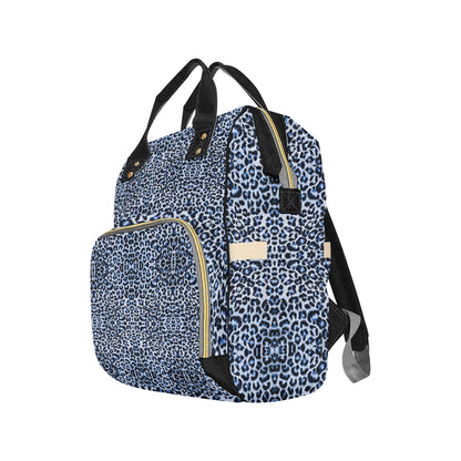 Leopard Blue Skin Print Diaper Bag Backpack