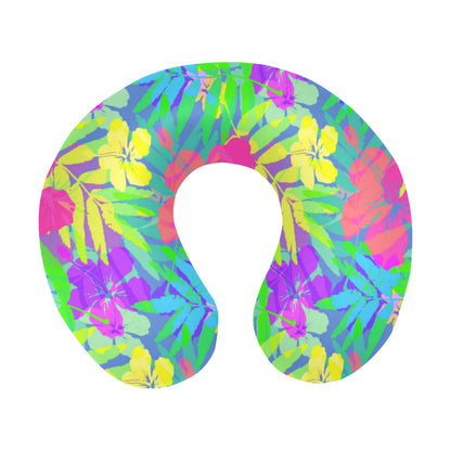 Neon Tropical Pattern Print Design A03 U-Shaped Travel Neck Pillow