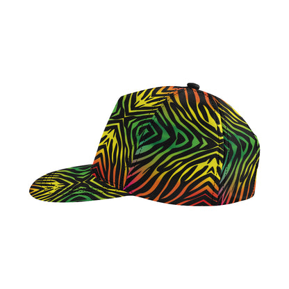 Rainbow Zebra Themed Print Snapback Cap