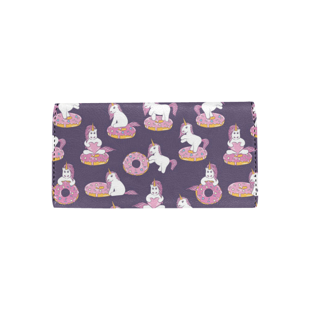 Donut Unicorn Pattern Print Design DN011 Women's Trifold Wallet