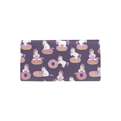 Donut Unicorn Pattern Print Design DN011 Women's Trifold Wallet