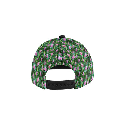 Tropical Folower Pink Heliconia Print Snapback Cap