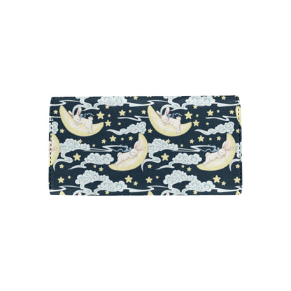 Rabbit Sleeping Pattern Print Design RB08 Women's Trifold Wallet