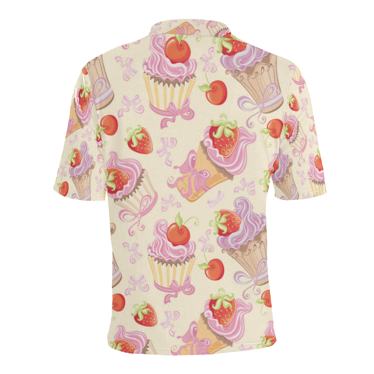 Strawberry Pink CupCake Men Polo Shirt