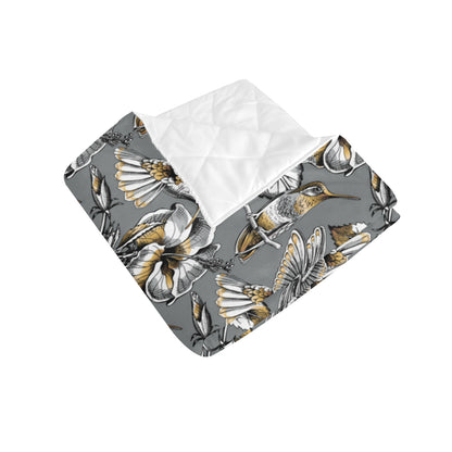 Hummingbird Pattern Print Design 02 Premium Quilt