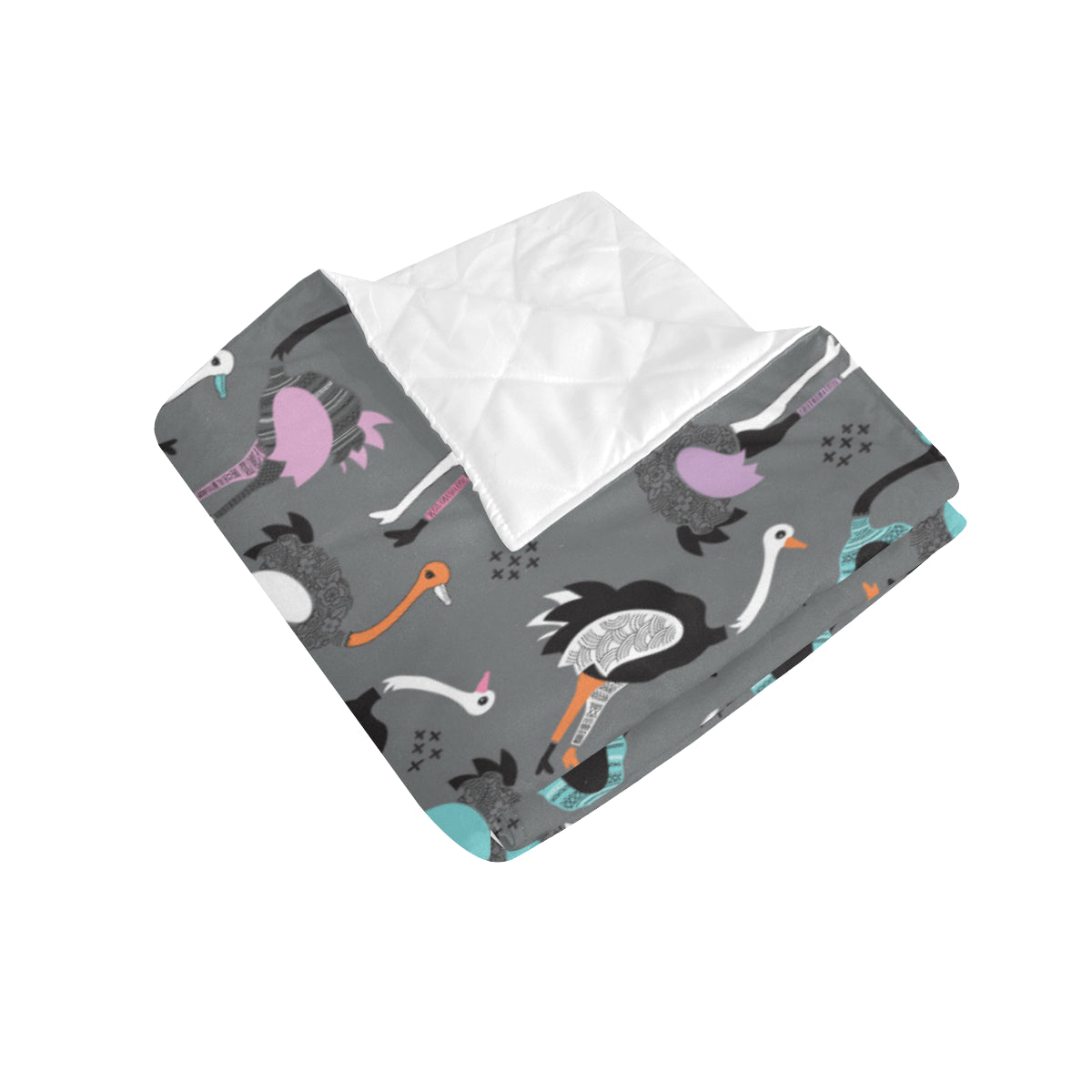Ostrich Pattern Print Design 01 Premium Quilt