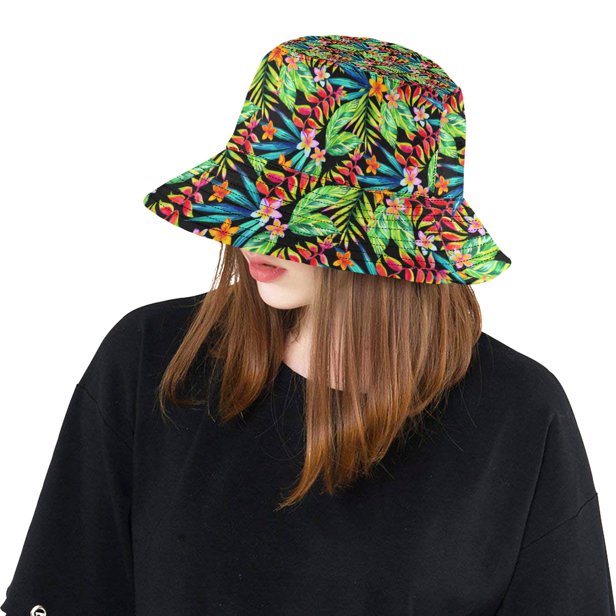 Heliconia Pattern Print Design HL09 Unisex Bucket Hat