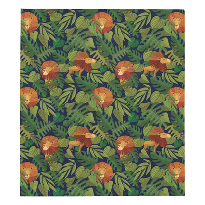 Lion Jungle Pattern Print Design 05 Premium Quilt