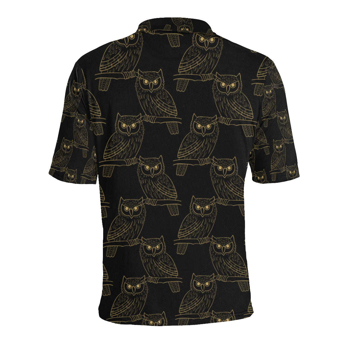 Gold Owl Pattern Men Polo Shirt