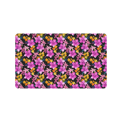 Tropical Folower Pink Hibiscus Print Rubber Doormat