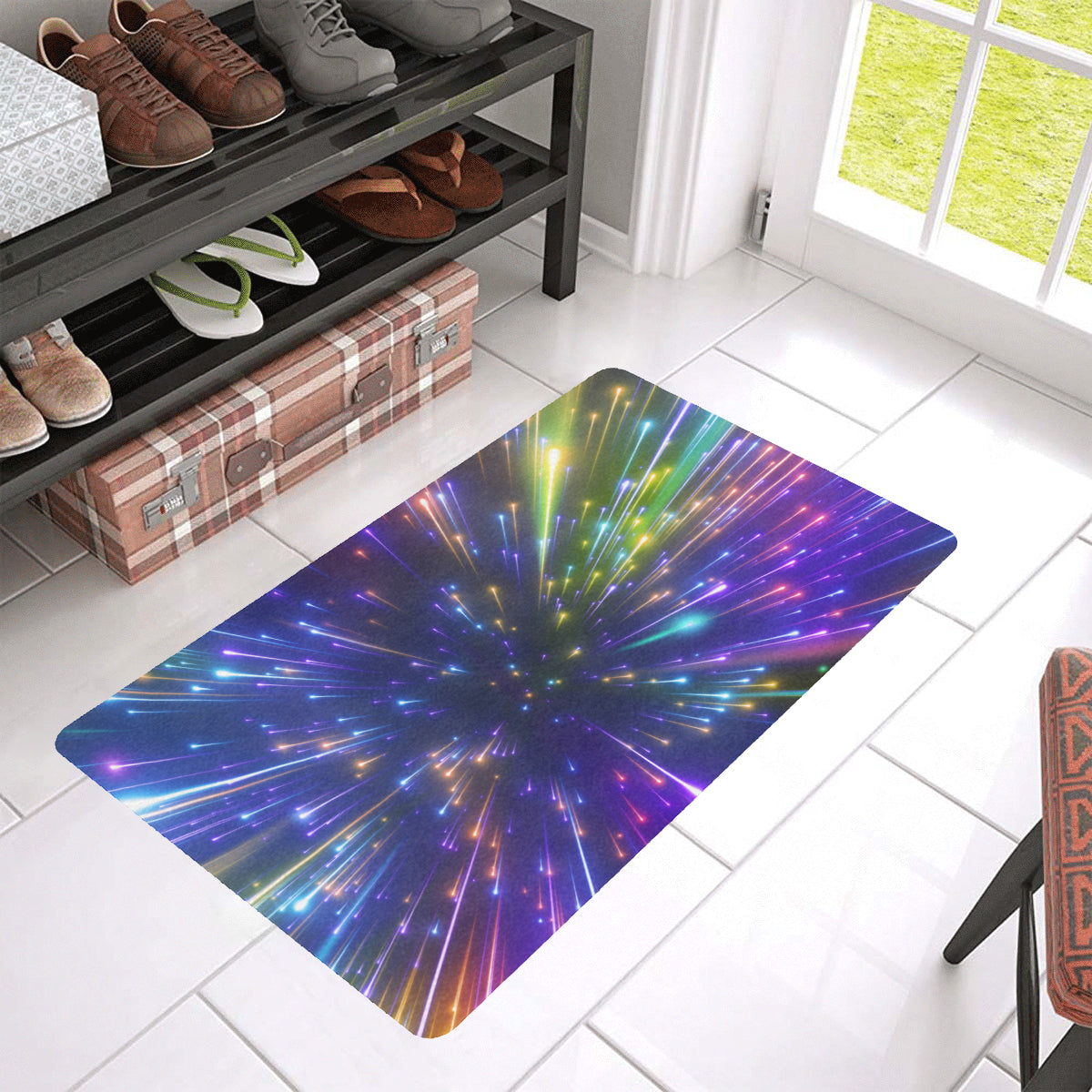 Celestial Rainbow Speed Light Rubber Doormat