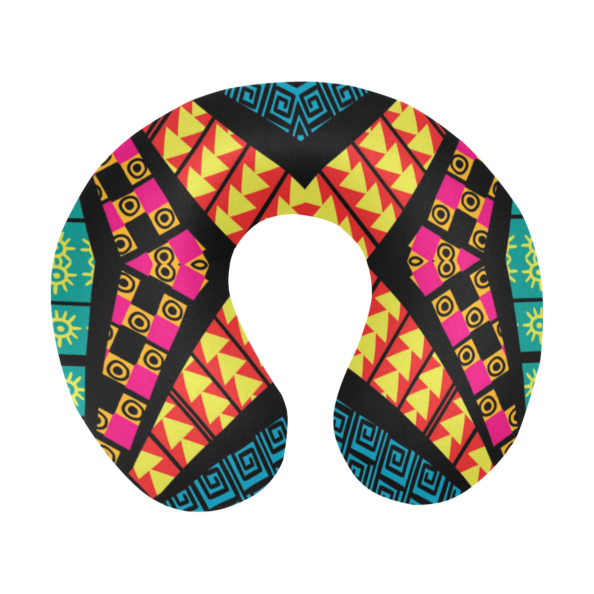 Kaleidoscope Pattern Print Design 05 U-Shaped Travel Neck Pillow