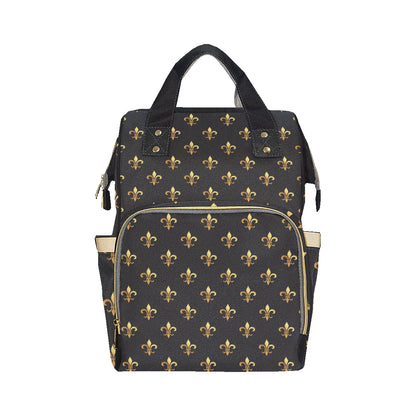 Fleur De Lis Gold Pattern Print Design 03 Diaper Bag Backpack