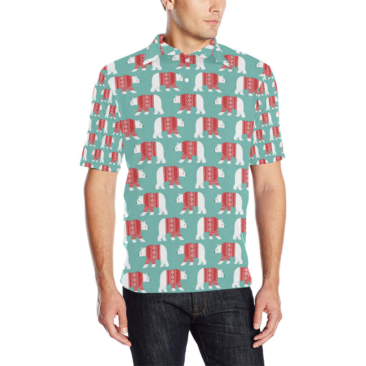 Polar Bear Pattern Print Design A04 Men Polo Shirt