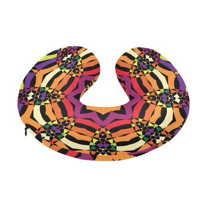 Kaleidoscope Pattern Print Design 01 U-Shaped Travel Neck Pillow