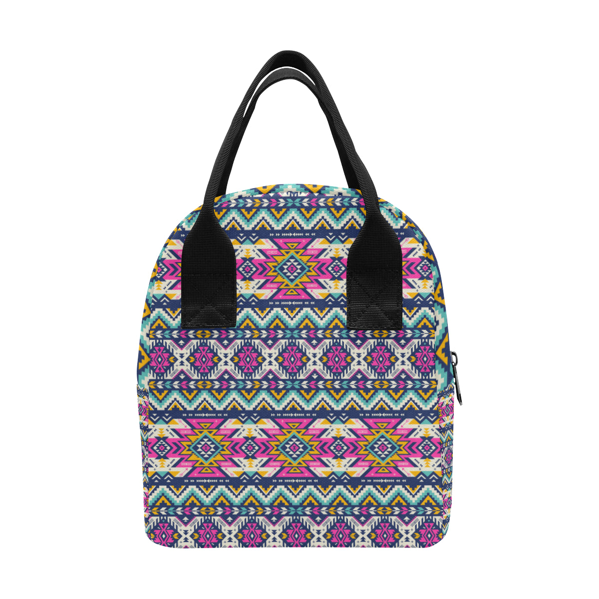 Aztec Pink Geometric Print Pattern Insulated Lunch Bag