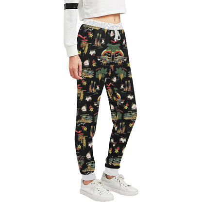 Hawaiian Island Themed Print Unisex Sweatpants