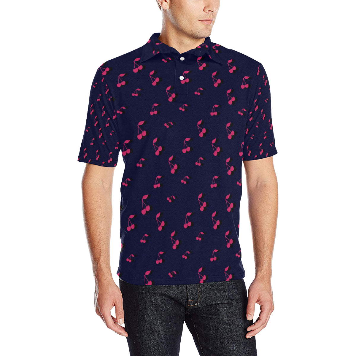 Cherry Pattern Print Design 02 Men Polo Shirt