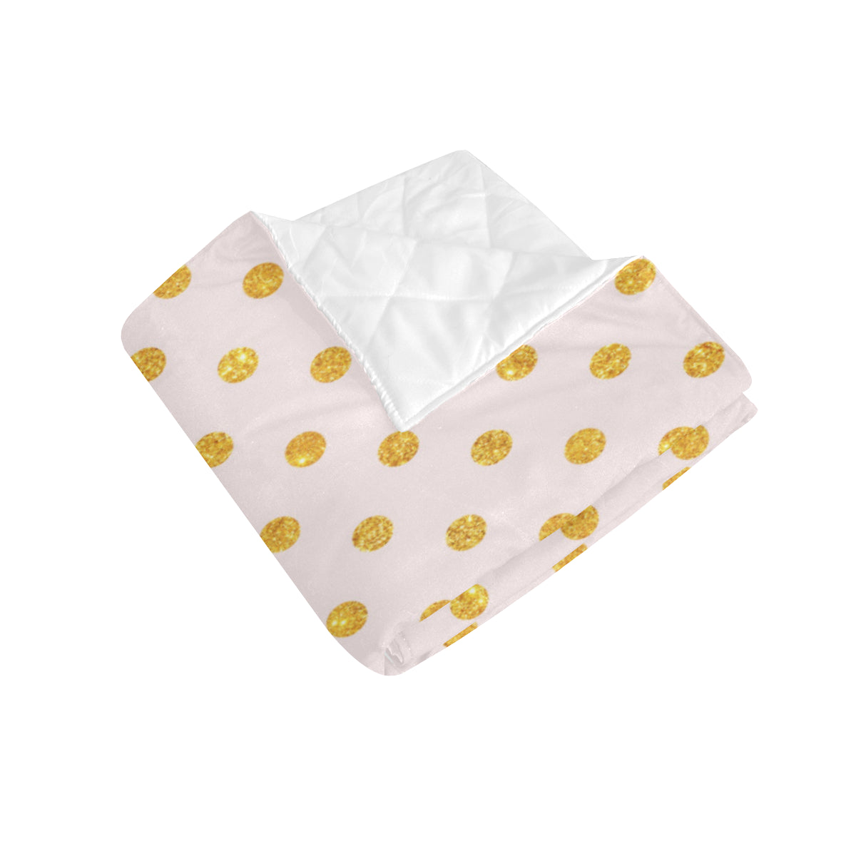 Polka Dot Gold Pink Pattern Print Design 01 Premium Quilt