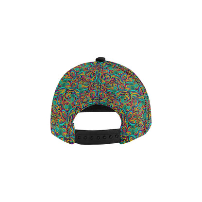 Psychedelic Trippy Floral Design Snapback Cap