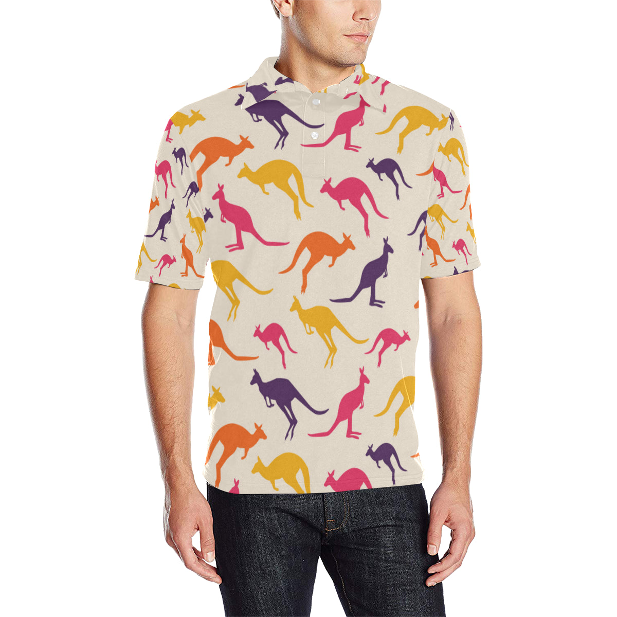 Kangaroos Pattern Print Design 01 Men Polo Shirt