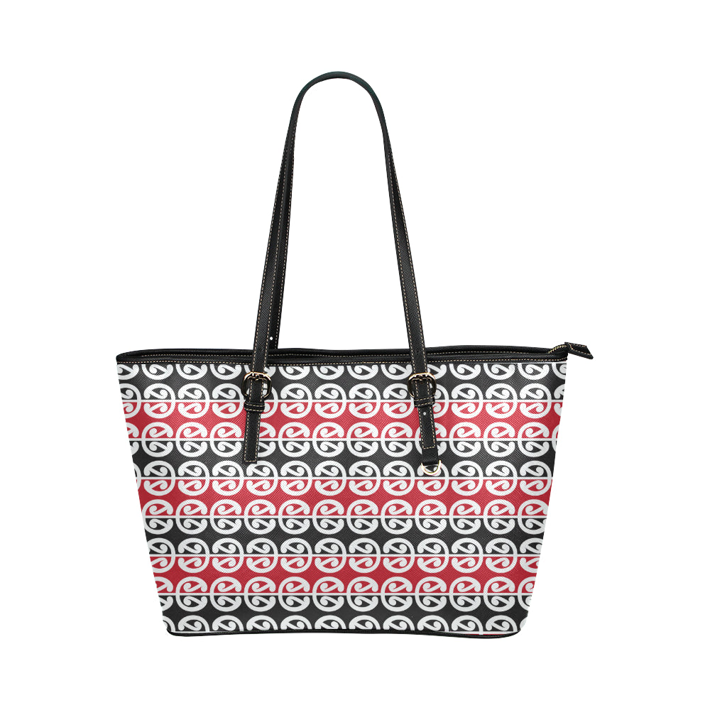Maori Classic Themed Design Print Leather Tote Bag
