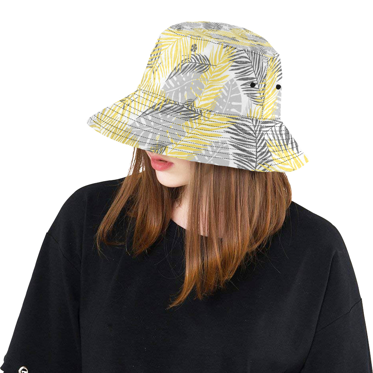 Palm Leaves Pattern Print Design PL012 Unisex Bucket Hat