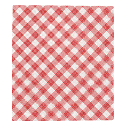 Gingham Red Pattern Print Design 01 Premium Quilt